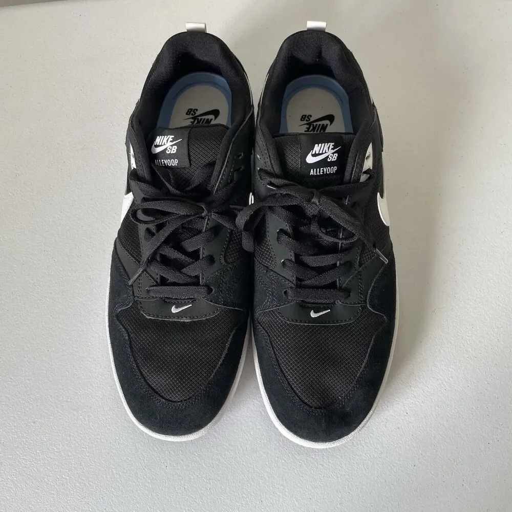 Nike SB Alleyoop Sneakers Skate Shoes Black White CJ0882-001 Men's Size 12